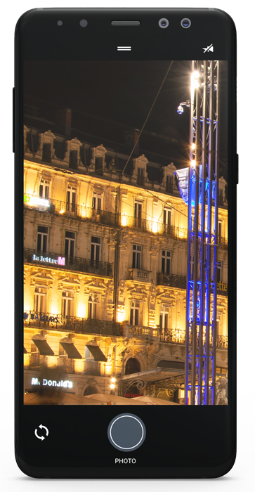 L'application ShareView, appareil photo ouvert sur la ville
